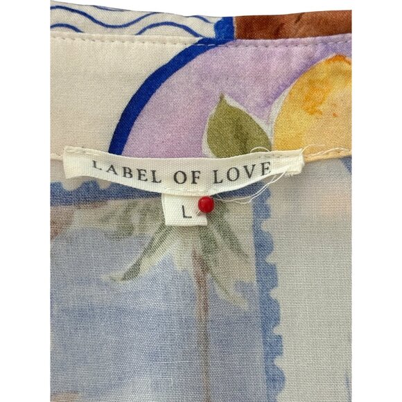 Label of Love Shirt Dress Tunic Button Up La Dolce Vita Postcard Travel Size L - Picture 3 of 6